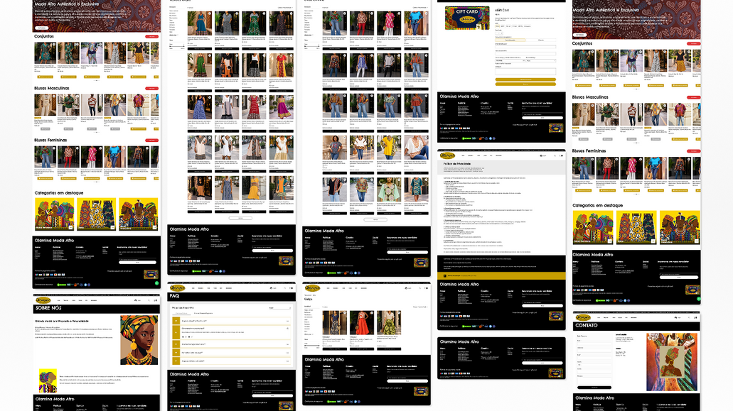 Olamina Moda Afro — Afro-Brazilian Fashion eCommerce Website: ENGLISH

We developed a Wix Studio eCommerce website for Olamina Moda Afro, a Brazilian fashion brand celebrating Afro-Brazilian identity through handcrafted clothing. Using Wix Stores, we organized an extensive fashion catalog into clear shopping categories, with detailed product pages, online purchasing, promotions, and gift cards. The result connects the brand's cultural identity with a functional digital storefront, making its collections easier to discover and purchase.

PORTUGUÊS

Desenvolvemos o e-commerce da Olamina Moda Afro no Wix Studio, valorizando a identidade afro-brasileira e a produção artesanal da marca. Com Wix Stores, organizamos um amplo catálogo de moda em categorias de fácil navegação, com páginas detalhadas de produtos, compras online, promoções e vale-presentes. A entrega conecta a identidade cultural da Olamina a uma loja virtual funcional, facilitando a descoberta e a compra de suas coleções.