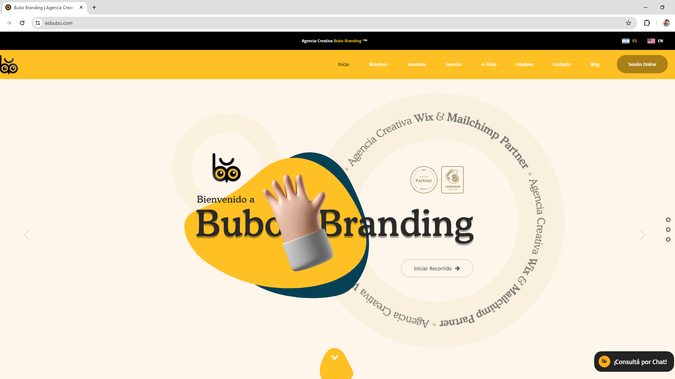 Bubo Branding: Hemos diseñado y desarrollado el sitio web de Bubo Branding, una agencia creativa especializada en branding ubicada en Buenos Aires, Argentina. 

El sitio web ofrece una experiencia de usuario intuitiva y funcional, incluyendo:

- Página de inicio: Presenta una visión general de los servicios y la misión de la empresa, destacando su compromiso con la creatividad y la gestión de marca.

- Sección "Nosotros": Describe la historia de Bubo Branding, su misión de crear y desarrollar estrategias de branding creativas, y su visión de ganar reconocimiento por la lealtad de sus clientes y su compromiso íntegro. 

- Página de "Servicios": Detalla las soluciones de marketing B2B y B2C ofrecidas, como marketing digital, diseño web, gestión de redes sociales, diseño de marca y branding, adaptadas a las necesidades, presupuesto y tiempo de los clientes. 

- Sección de "Consultoría Online": Ofrece asesoramiento en línea para que los clientes reciban orientación en proyectos, capacitaciones o resolución de inquietudes relacionadas con marketing digital. 

- Página de "Eventos": Informa sobre eventos presenciales o virtuales organizados por Bubo Branding, creando espacios ideales para el networking y el aprendizaje en marketing. 

- Blog informativo: Presenta artículos relacionados con marketing digital y emprendimiento, compartiendo aprendizajes y consejos para el crecimiento de los negocios.

- Sección de "Contacto": Proporciona información de contacto, ubicación y un formulario para consultas directas, facilitando la comunicación con potenciales clientes. 

El diseño es responsivo, asegurando una navegación óptima en dispositivos móviles y de escritorio, y refleja la identidad de la marca con una estética limpia y profesional. 