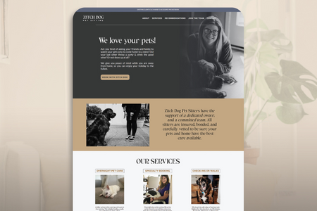 Classic Multi-Page Website: We worked to create the updated brand details and revamped website for this client. We included a comprehensive intake form so that potential clients can inquire, fuss -free, about working with Zitch Dog Pet Setting. 