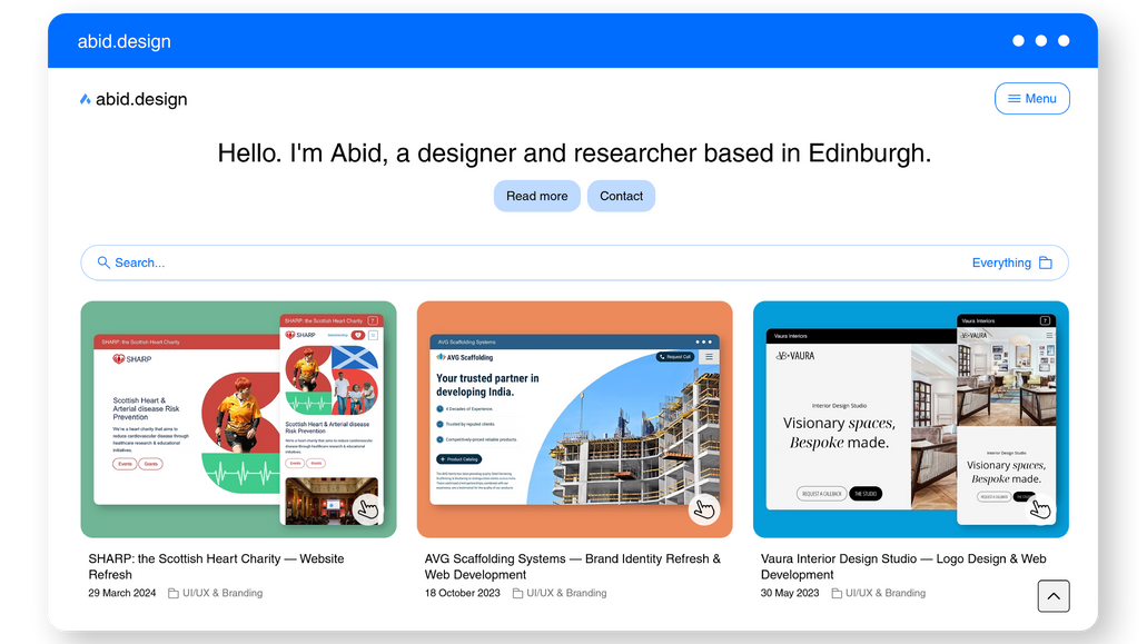 abid.design: My personal portfolio website. 