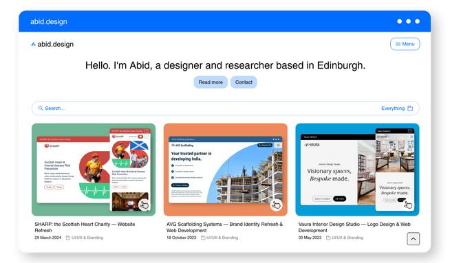 abid.design: My personal portfolio website. 