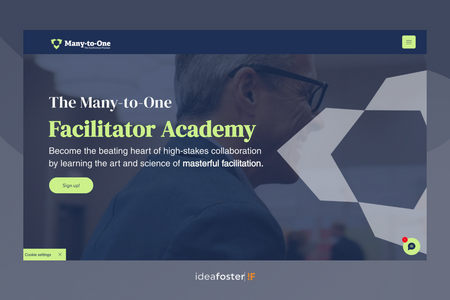 The Many To One : For the website redesign of Facilitator Academy, our focus was on innovation and incorporating cutting-edge technology. We crafted a more striking and professional interface to reflect the academy’s commitment to excellence in facilitator training. The new design is not only visually appealing but also enhances usability, offering a seamless and accessible navigation experience for all users.