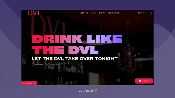 DVL Bar: For the new DVLTulsa bar opening in the city, we were tasked with creating both the branding and the landing page. Our design captures the unique spirit of Tulsa, aiming to appeal directly to the city's youthful and vibrant demographic. The landing page is designed to be eye-catching and distinctive, setting DVLTulsa apart as a must-visit destination for both locals and visitors looking for an exceptional nightlife experience.