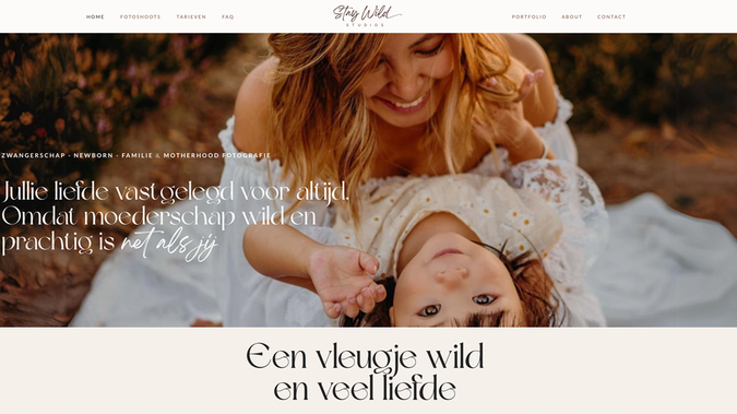 Stay Wild Studios: Web design, guidance, and branding tailored for a Newborn & Motherhood photographer.