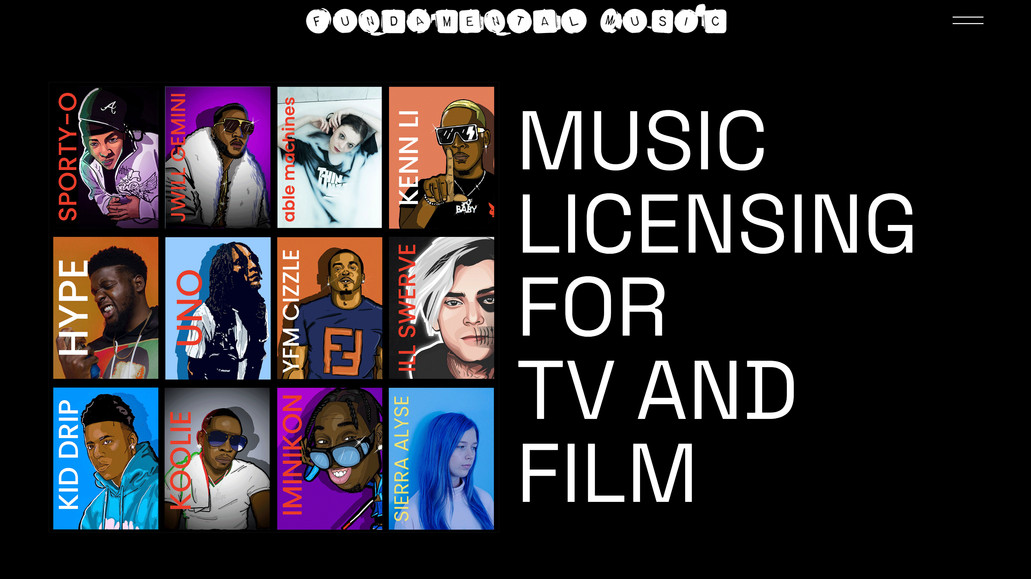 Fundamental Music: Designed logo and website for a music licensing company.