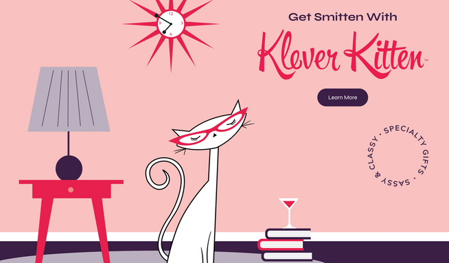 Klever Kitten: Designed website and branding for a stationery and specialty gift business.
