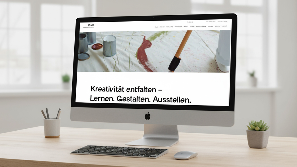 IBKK: Das IBKK arbeitet an einer ungewöhnlichen Schnittstelle: bildende Kunst und Kunsttherapie. Beides hat eine eigene Bildsprache, beides musste auf einer Seite Platz haben. Wir haben die Website so strukturiert, dass beide Bereiche sichtbar bleiben — ohne dass die Therapie zur Galerie wird oder die Kunst zur Methode.