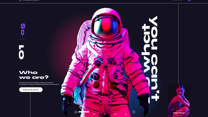 The Secret Society : Design et UX pour le site The Secret Society.
Parallax et responsive.