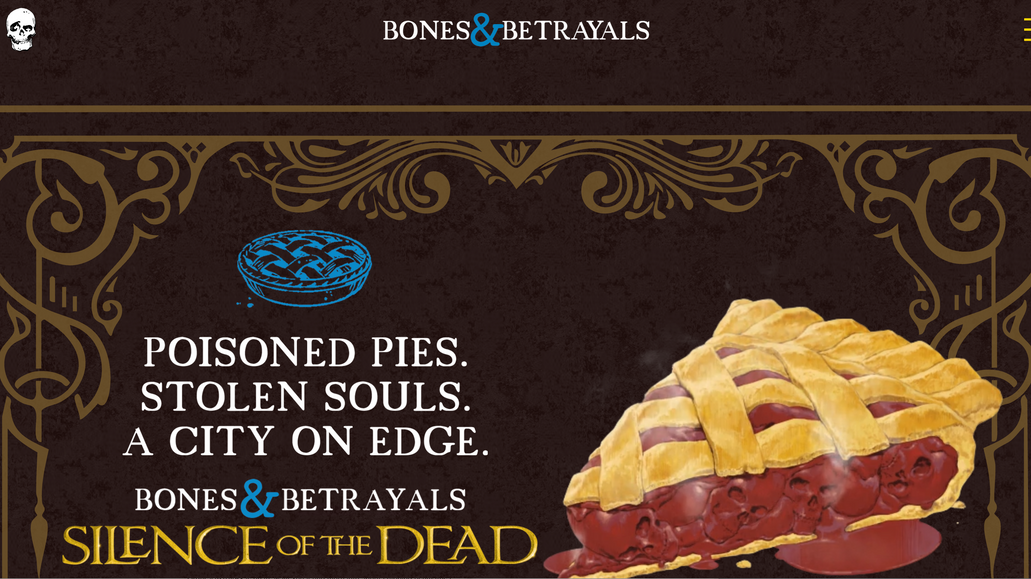 Bones & Betrayals: Website design and build.