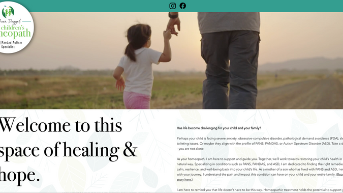 Children's Homeopath: Website design and build.