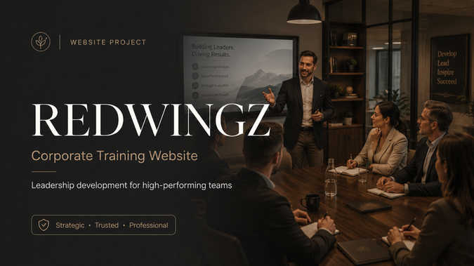 Redwingz: We developed a professional and intuitive website for Redwingz, a leading Learning and Development (L&D) consulting company. The site is designed to clearly present Redwingz's expertise in providing customized training and development solutions for businesses. Key sections include Home, About, Services, Clients, Resources, and Contact, making it easy for potential clients to navigate and understand the range of services offered.

Our goal was to create a platform that not only showcases Redwingz’s comprehensive consulting services but also highlights their success stories and client testimonials. The website features detailed information about their training programs, workshops, and consulting services, along with a rich repository of resources for continuous learning.

With an easy-to-use interface and strategically placed call-to-action buttons, the new website facilitates smooth communication and engagement with clients. Since the launch, Redwingz has experienced increased client inquiries and strengthened its online presence, positioning them as a trusted partner in the L&D consulting industry.