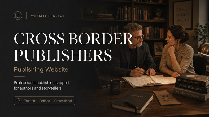 Cross Border Publishers : We had the opportunity to design and develop a dynamic and user-friendly website for Cross Border Publishers, a global self-publishing service provider dedicated to helping authors transform their manuscripts into professionally published books. The primary objective of this project was to create a modern, responsive, and conversion-focused digital platform that effectively communicates the brand’s expertise while simplifying the author’s publishing journey.

The website was designed with a clean and minimalist aesthetic, reflecting professionalism and creativity while ensuring an intuitive user experience. Fully responsive across desktops, tablets, and mobile devices, the platform allows users from around the world to seamlessly explore services and engage with the brand.

A key focus of the project was to clearly present the company’s end-to-end publishing solutions, including editing, proofreading, cover design, ghostwriting, printing, Amazon publishing, ISBN and copyright registration, book marketing, and promotional events. The structured layout ensures that authors whether first-time or experienced can easily navigate through the offerings and understand the value provided at each stage of the publishing process.