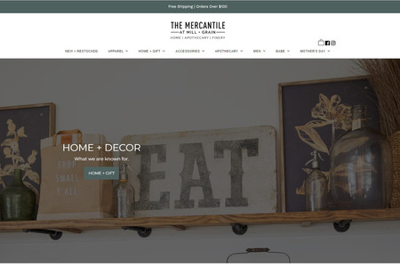 The Mercantile at Mill + Grain: eCommerce Website for Boutique Store