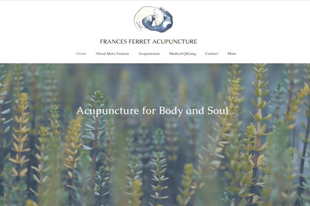 Frances Ferret Acupuncture: Clean and Calm Website for Acupuncture Provider. Namaste.