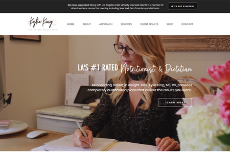 Kylie King MS, RD: Website Redesign for the #1 Rated Weight Loss Coach in Los Angeles.