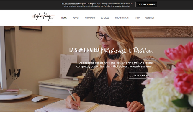 Kylie King MS, RD: Website Redesign for the #1 Rated Weight Loss Coach in Los Angeles.