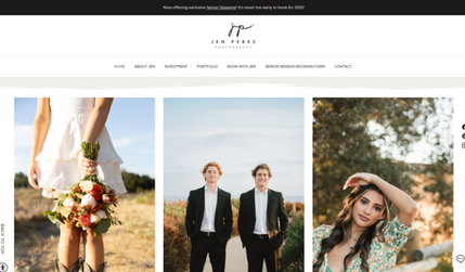 Jen Perez Photography: Clean and Modern Signature Website for lifestyle photographer, Jen Perez based in Orange County, CA.