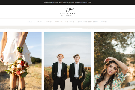 Jen Perez Photography: Clean and Modern Signature Website for lifestyle photographer, Jen Perez based in Orange County, CA.