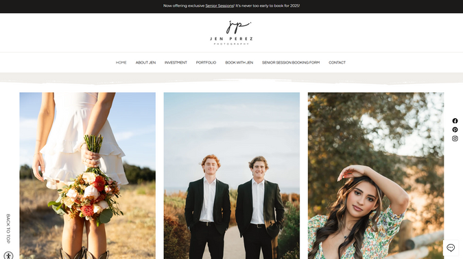 Jen Perez Photography: Clean and Modern Signature Website for lifestyle photographer, Jen Perez based in Orange County, CA.