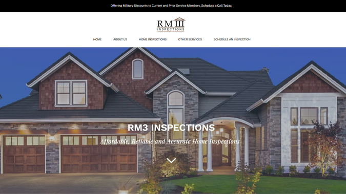 RM3 Inspections: A veteran-owned home inspection company in Clark County, Washington needed a professional, trustworthy website to support their growing referral network. We built a straightforward, well-organized site that highlights their full range of services and makes scheduling an inspection simple.