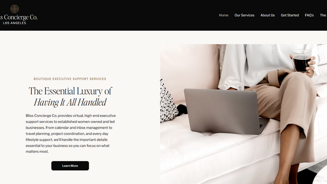 Bliss Concierge Co.: Bliss Concierge Co. provides virtual, high-end executive support services to established women-owned and led businesses. We created a Signature website so that they could launch their new business with confidence.