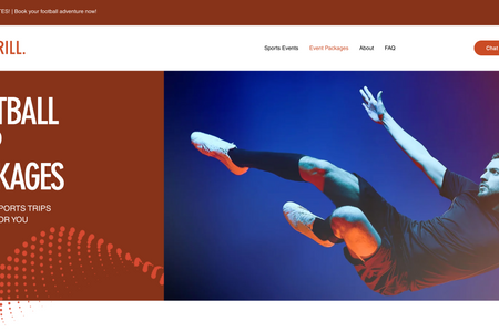 The Thrill Sports | Sports Travel Agency Website: Web design and development with SEO friendly design and mobile optimisation.  for sports travel agency.  Brand design with colours, logo, fonts and images. Service design and structure.