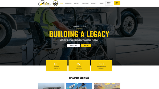 A-Core Concrete: A-Core is a trusted leader in the concrete industry with over 50 years of experience. With a nationwide presence and a dedicated team of skilled professionals, A-Core is proud to offer a comprehensive range of services. No matter the size or scope of the project, A-Core has the expertise and resources to handle it. From coast to coast, we've built a reputation for delivering top-quality results on a wide variety of concrete projects, making us the premier choice for all of your concrete needs.