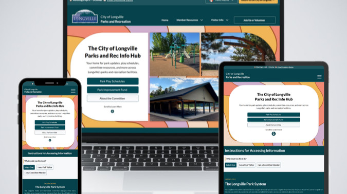 Longville Parks & Rec: Parks & Recreation Info Hub (City of Longville)

The City's parks and recreation committee only meets once a month from April through October, which made it hard to stay organized and get things done between meetings. They needed a website that could serve two groups: park visitors looking for information, and committee members trying to coordinate their work.

I built them a dual-purpose site with a public side for visitors and a private member area for the committee. I handled the full build: database setup, responsive design, accessibility features, custom coding (JavaScript, HTML, CSS), domain setup, and hosting. 

Public Side:
→ Schedules for pickleball, tennis, and ice rink hours
→ Photo gallery
→ FAQ and volunteer sign-ups
→ Donation form (integrated with GiveButter)
→ Event calendar

Member Portal:
→ Project tracker to monitor ongoing initiatives
→ Voting system so members can make decisions between meetings
→ Message board for discussions
→ Contact directory
→ File sharing for documents and the committee rulebook
→ Private chat

Now park visitors can easily find what they need, and the committee stays productive year-round instead of losing momentum between monthly meetings.