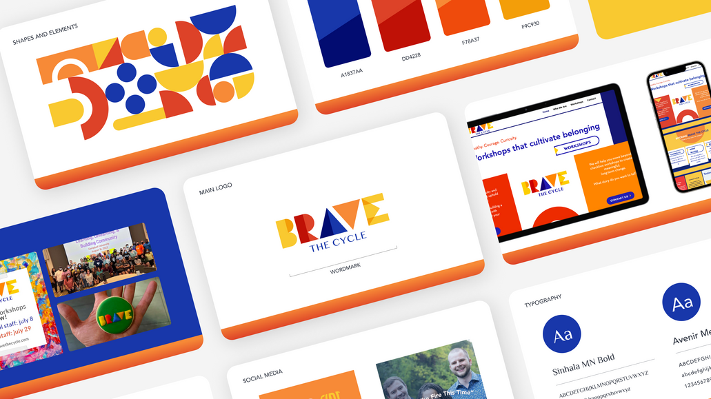 Logo Design - Brand Guide - Brave The Cycle - Education - Advanced Website Design - Great Lakes Designers- Mockup : Curriculum based Advanced Website Design, Brand Guide, Logo Design, Style Guide, Program Development, Consultation