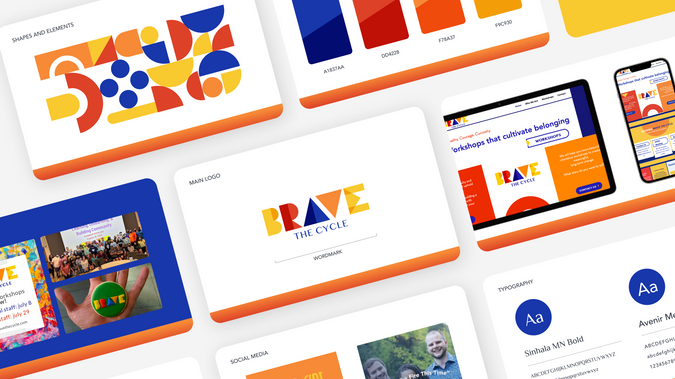 Logo Design - Brand Guide - Brave The Cycle - Education - Advanced Website Design - Great Lakes Designers- Mockup : Curriculum based Advanced Website Design, Brand Guide, Logo Design, Style Guide, Program Development, Consultation