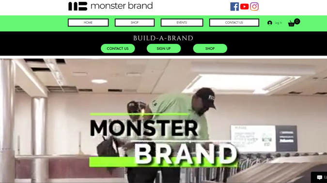 Monster Brand: Ecommerce website design and management. Management services include managing events and store.