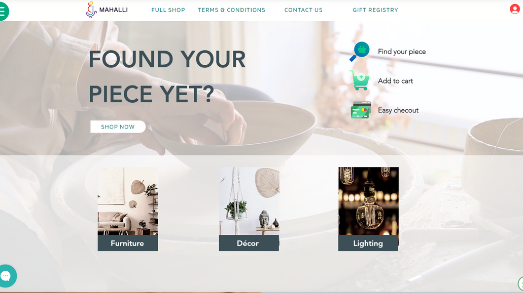 Mahalli: An online store for handcrafted products and art products (Paintings canvas) done by local talents.