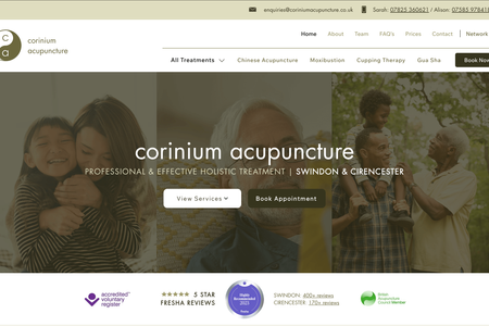 Corinium Acupuncture: This responsive redesign of an acupuncture clinic website included full website page restructuring, user experience improvements, navigation changes and SEO research / optimisation, 