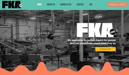 FKA Merch: A colorful website for a screen printer and merch company.