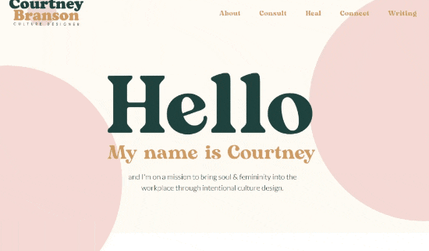 Courtney Branson: A fun and pastel-colored website for a culture consultant.
