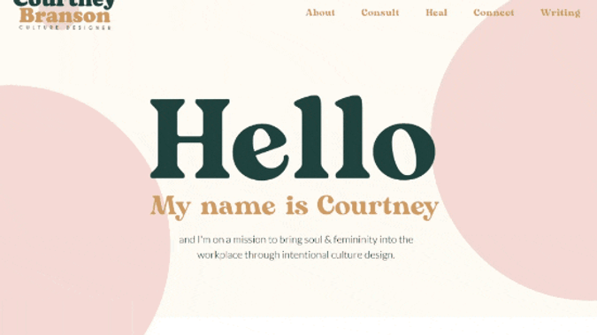 Courtney Branson: A fun and pastel-colored website for a culture consultant.