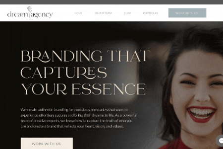 Dream Agency: A professional and clear website for a branding agency.
