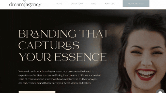 Dream Agency: A professional and clear website for a branding agency.