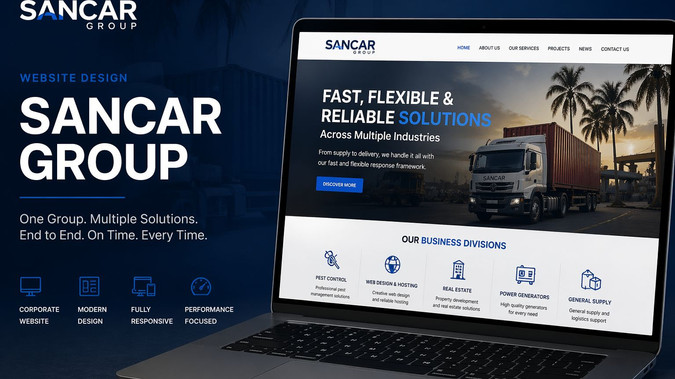 Sancar Group 1: We designed and developed the corporate website for SanCar Group, a multi-division company operating across logistics, pest control, real estate, and digital services. The primary challenge was organizing a wide range of services into a clear, user-friendly structure while maintaining a professional and credible brand presence.

Our approach focused on simplifying navigation, restructuring content hierarchy, and creating a layout that allows users to easily explore each business division without confusion. We implemented a clean and functional design that balances information density with readability, ensuring that visitors can quickly understand the company’s offerings and take action.

The result is a streamlined corporate website that improves clarity, enhances usability, and supports SanCar Group’s positioning as a reliable, all-in-one service provider.