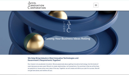 Accel Innovation Corporation: A new marketing website and logo/branding for a specialty management consultancy, staffed by ex-military experts, whose expertise combines the needs of the Department of Defense and start-up technology companies.