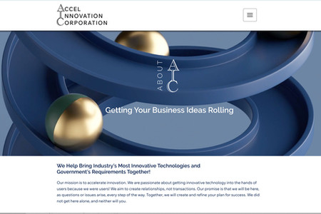 Accel Innovation Corporation: A new marketing website and logo/branding for a specialty management consultancy, staffed by ex-military experts, whose expertise combines the needs of the Department of Defense and start-up technology companies.