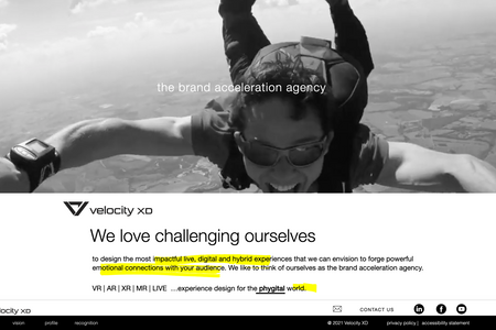 Velocity XD: New marketing website for an Experiential Event Marketing agency with a top notch client list. Site includes Wix code (Velo).