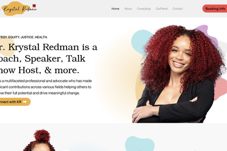 Dr. Krystal Redman Website: Welcome to the official website of Dr. Krystal Redman, designed to showcase her multifaceted expertise as a speaker, consultant, and coach. Dr. Redman is a leading public health expert and social justice advocate dedicated to empowering individuals and organizations. Explore her insights, services, and impactful work through a user-friendly interface that highlights her contributions and invites you to connect and collaborate.