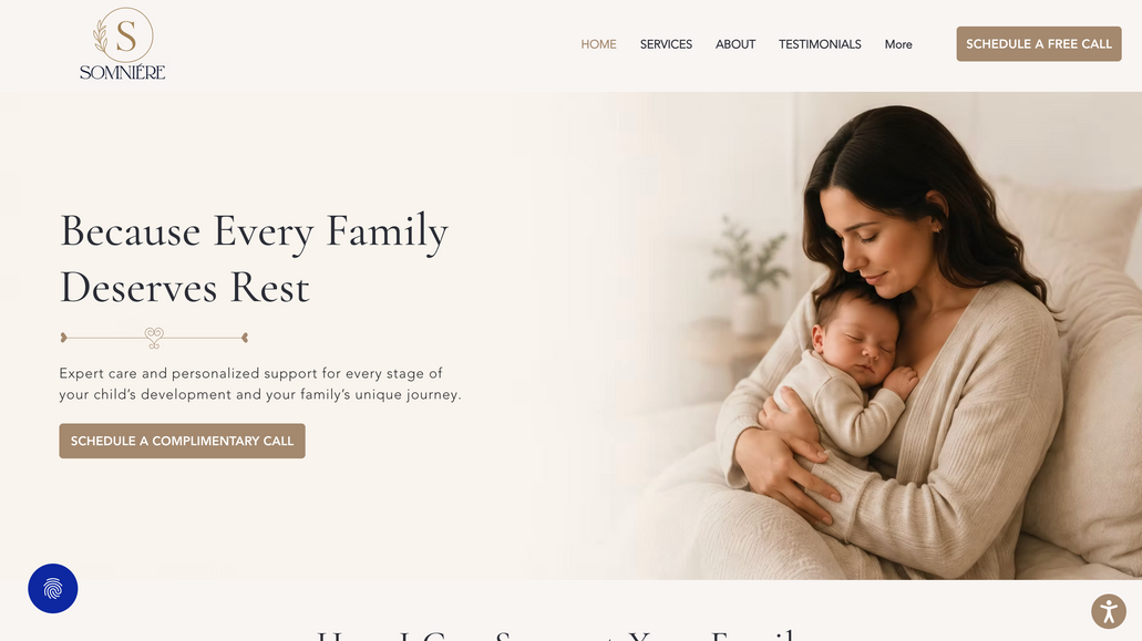 Somniere Consulting: Full website build + mobile + SEO + Compliance (ADA & Cookies) for a new baby care development consulting firm