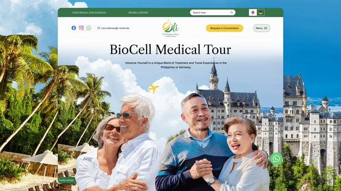Oli Medical Tour and Wellness: Oli Medical Tour & Wellness — Multilingual Website Design & Development (Wix Studio)

Designed and developed a bilingual (English & German) website in Wix Studio to showcase BioCell treatments and medical wellness tours across Europe and the Philippines. The website was built to provide a professional user experience, clear navigation, and an easy way for visitors to explore services, download resources, and get in touch.

Deliverables: Custom website design and development in Wix Studio, mobile-responsive layouts, multilingual setup (English & German), copywriting and content refinement, blog functionality, contact form with email and WhatsApp integration, newsletter signup, Google Maps and social media integration, downloadable brochures and itineraries, stock photo sourcing, analytics setup, and basic SEO optimization.