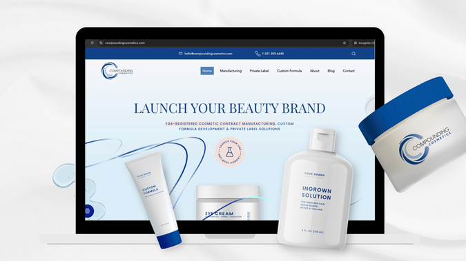 Compounding Cosmetics: Compounding Cosmetics — Brand Identity & Website Design (Wix Studio)

Created a complete brand identity and designed a custom Wix Studio website for Compounding Cosmetics to establish a modern, premium online presence. The project included logo design, brand identity, website design and development, copywriting, graphics, and SEO to improve visibility, user experience, and lead generation. Since launch, the website has attracted strong organic traffic and consistent enquiry form submissions through SEO alone, without social media marketing or paid advertising.

Deliverables: Logo and brand identity design, custom website design and development in Wix Studio, mobile-responsive layouts, copywriting and content refinement, custom graphics, blog setup, discovery call form with calendar integration, stock photo sourcing, and basic SEO optimization, including meta titles, descriptions, headings, alt text, and internal linking.