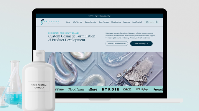 Freelance Formulations: Freelance Formulations — Website Redesign (Wix)

Redesigned key pages of the Freelance Formulations website in Wix to improve user experience, messaging, SEO, and lead conversion.

Pages redesigned: Home, Brands & Founders, Service Professionals, Medical & Clinical Providers, DIY Formulators & Beauty Influencers, About Us, Book Free Call, Discovery Call Thank You, and Contact Us.

Deliverables: Custom website design and development in Wix Editor, mobile-responsive layouts, copywriting and content refinement, stock photo sourcing, a downloadable pre-call preparation PDF, and basic SEO setup, including meta titles, descriptions, headings, alt text, and internal linking.