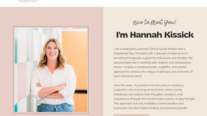 Hannah Kissick LCSW: Wix STUDIO for Play Therapist 