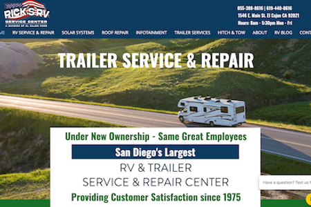 Ricks RV Centers: Ricks RV Center is the largest RV service and repair company in Southern California and wanted a new website that reflects their great customer service and very experienced team of professional RV service technicians.