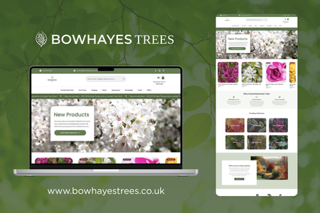 Bowhayes Trees: A vibrant e-commerce website created for Bowhayes Trees, a specialist tree and shrub nursery based in Devon. Designed for effortless navigation and a beautiful shopping experience, the site showcases an extensive product range with structured collections, a clean layout, and powerful filtering options. Built to enhance online sales and seasonal promotions, the design balances visual appeal with practical functionality for customers.